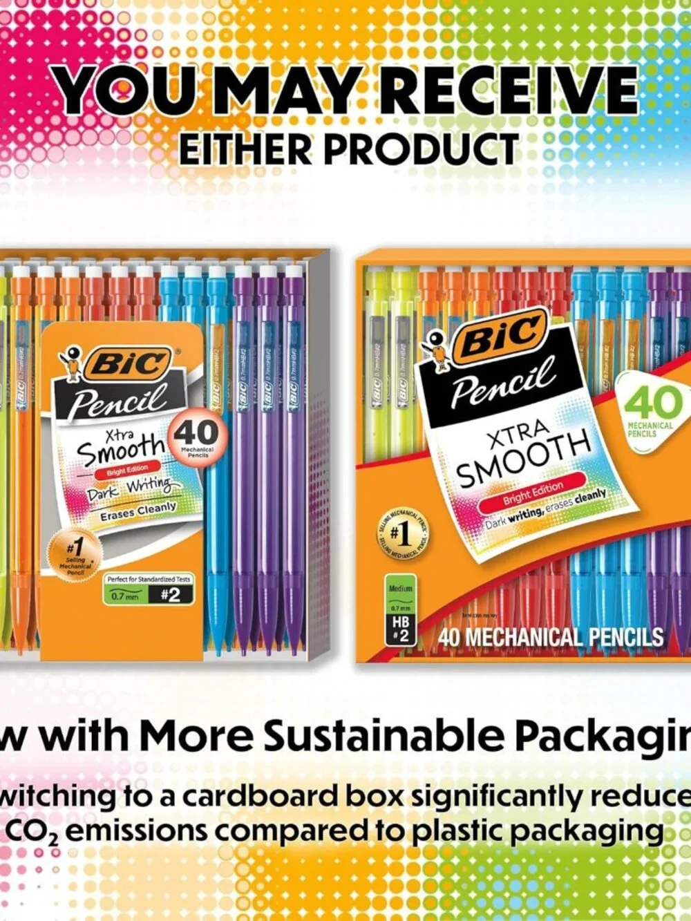 BIC Xtra Smooth Bright Edition Mechanical Pencils 0.7mm #2 Lead 40 Count